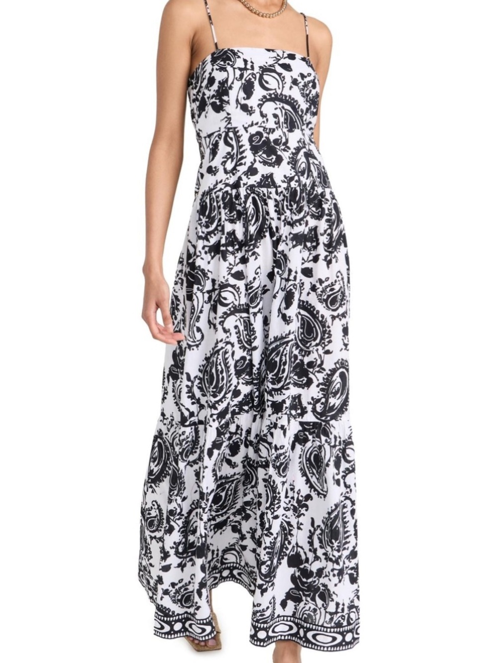 Playa Lucila Square Neck Maxi Dress - Black/White Print - Worn Once